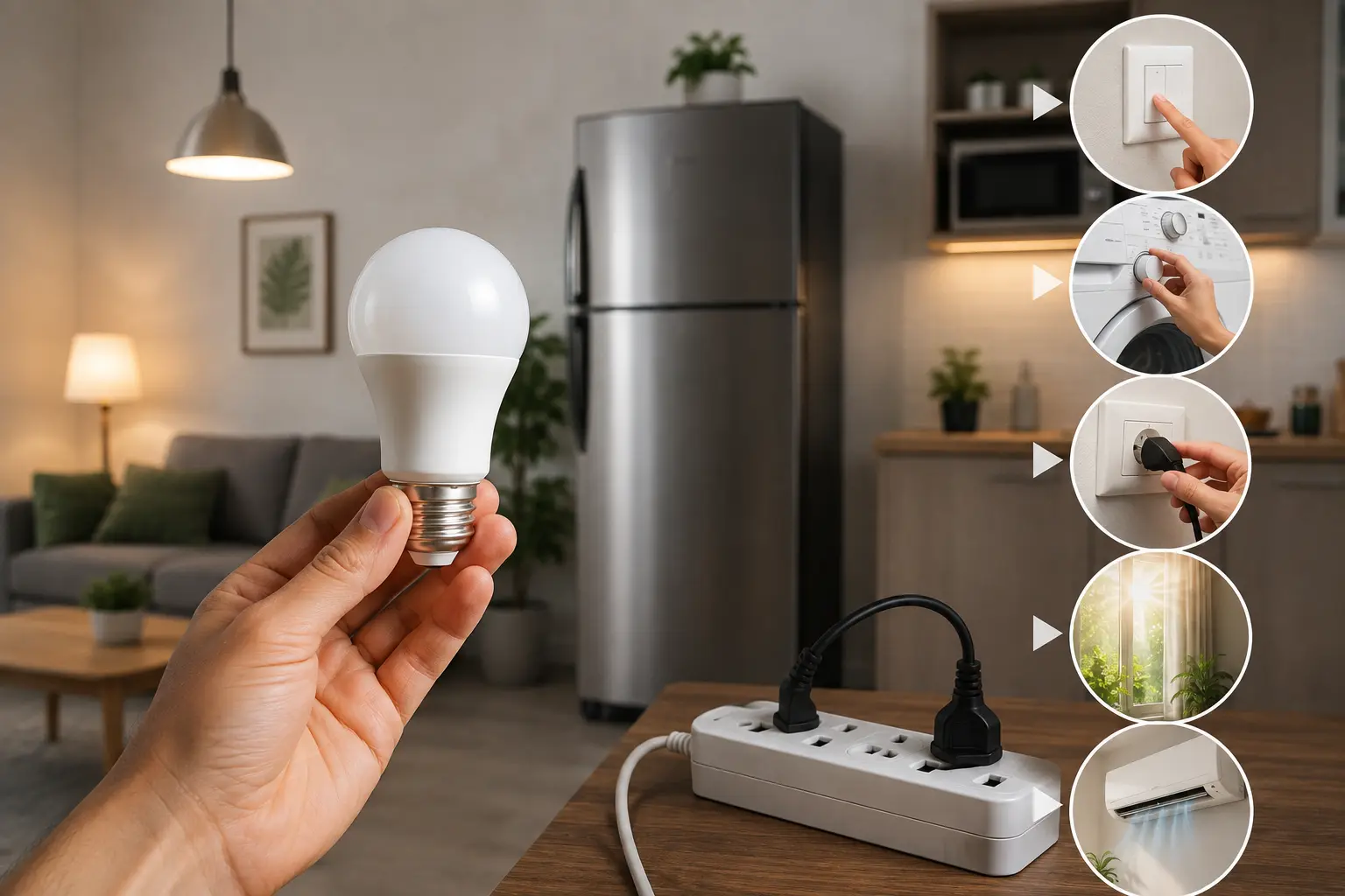 Ilustración relacionada con cómo ahorrar electricidad en casa
