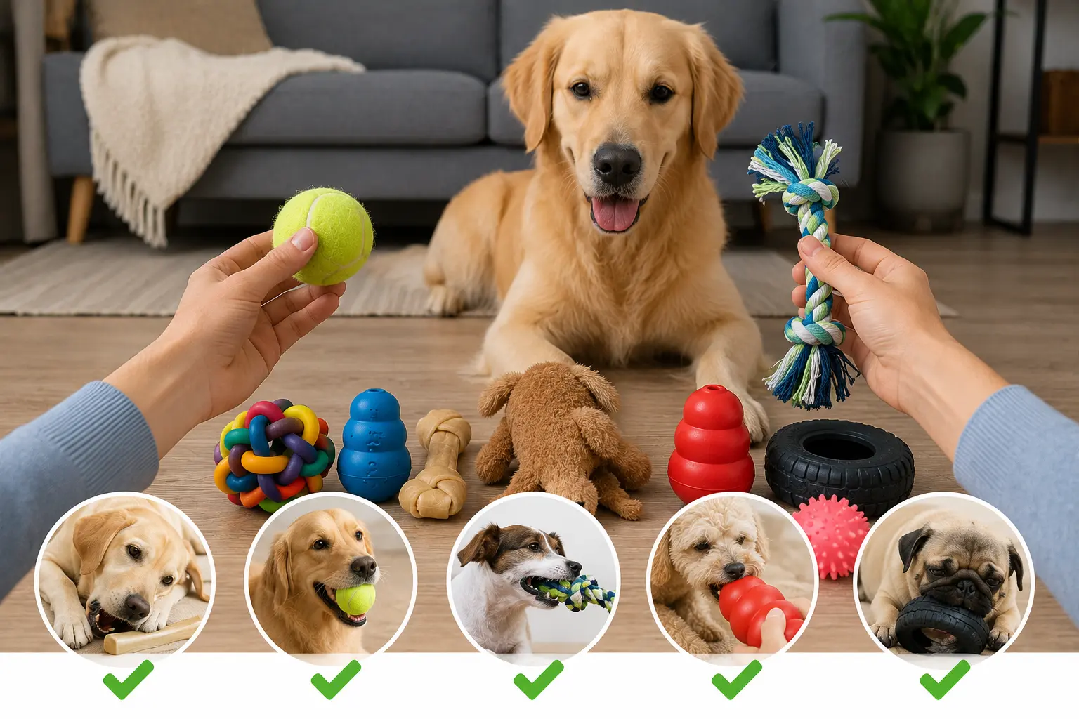 Ilustración relacionada con cómo elegir juguetes para perros