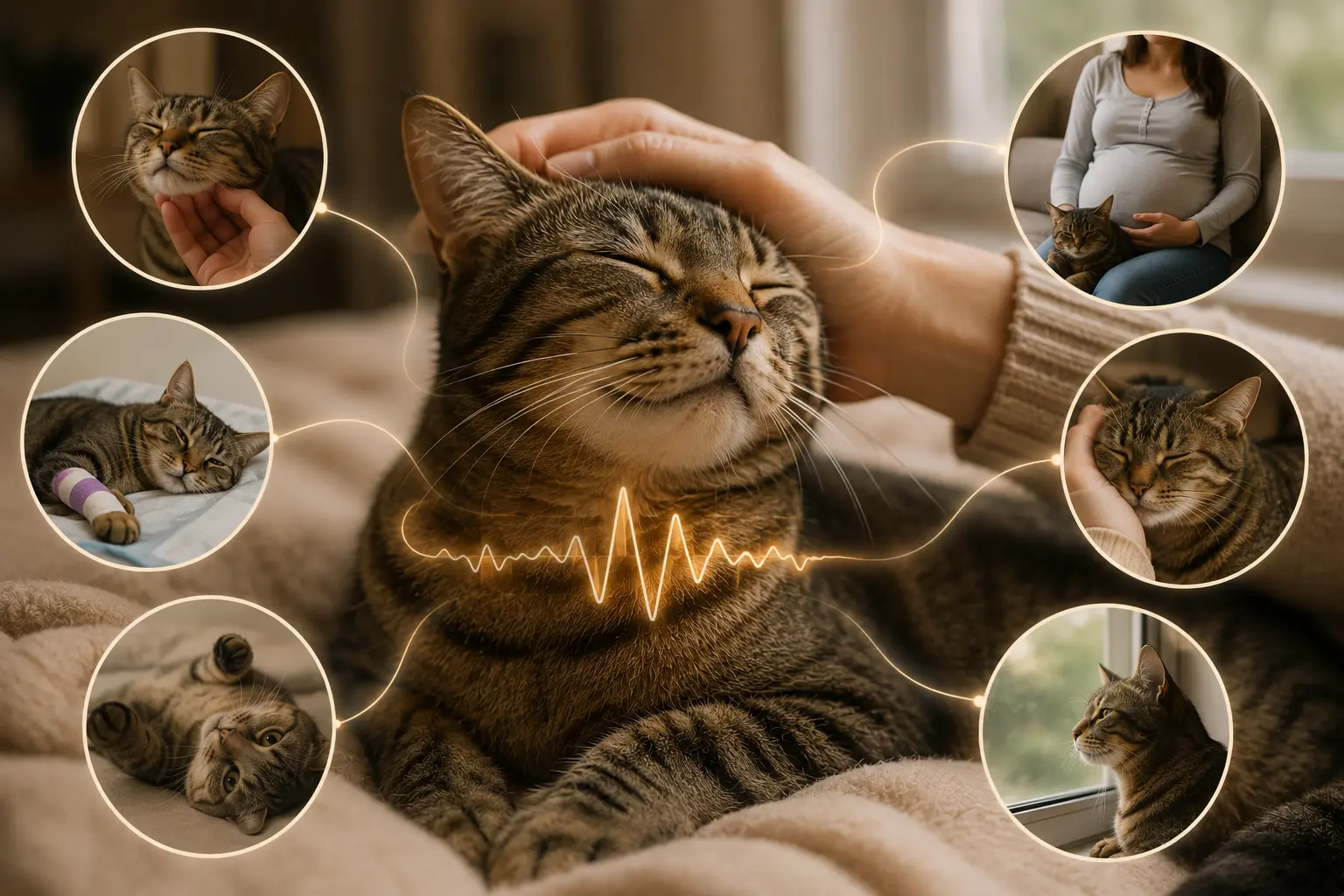 Ilustración relacionada con por qué ronronean los gatos